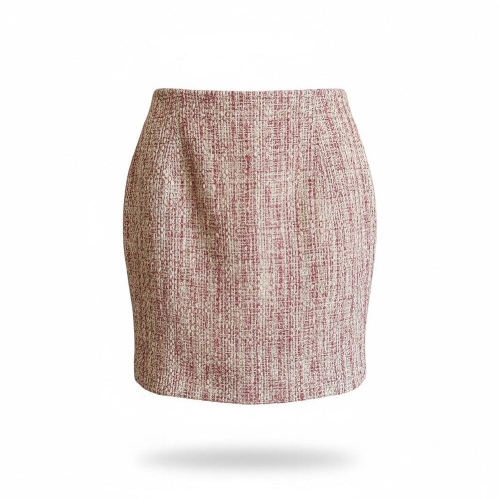 Nine West Size 8 Tweed Mini Skirt Pink Tan Textured Lined 90s Vintage